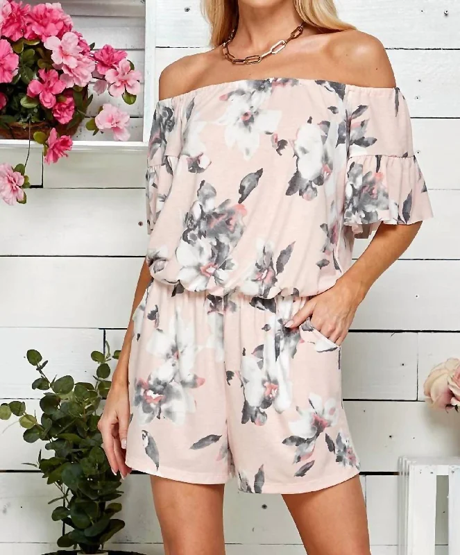 Women's Layered Outfit Chic Trends Unveiled Floral Romper Off The Shoulder In Pink