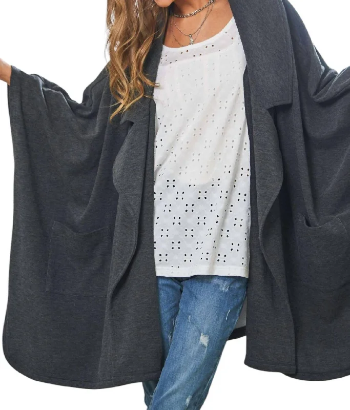 Women's Seasonal Clothes Eco Friendly Fashion Sale That's Not All Open Front Jacket In Charcoal