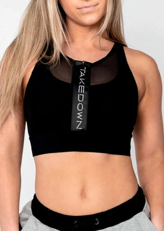 Women's Office Clothing Season Sale Energy Zip Sports Bra Black