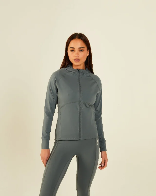 Women's Activewear Apparel Elevate Your Wardrobe Lucie Zipper Hood Sage Grey