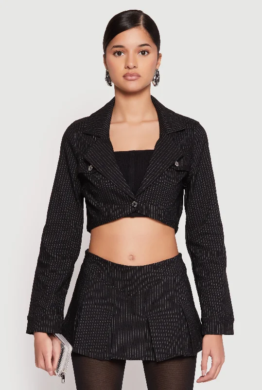 Women's Trendy Activewear Apparel Now On Sale For Chic Urban Styles Almost Famous Pinstripe Cropped Blazer