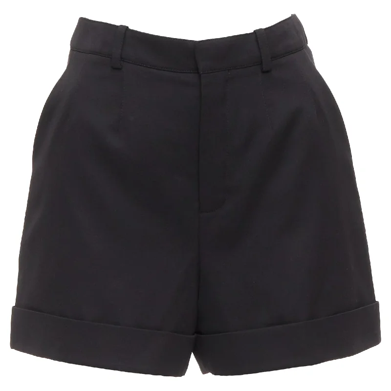 Women's Everyday Clothes Special Occasion Wear Saint Laurent Virgin Wool Cuffed High Waisted Shorts