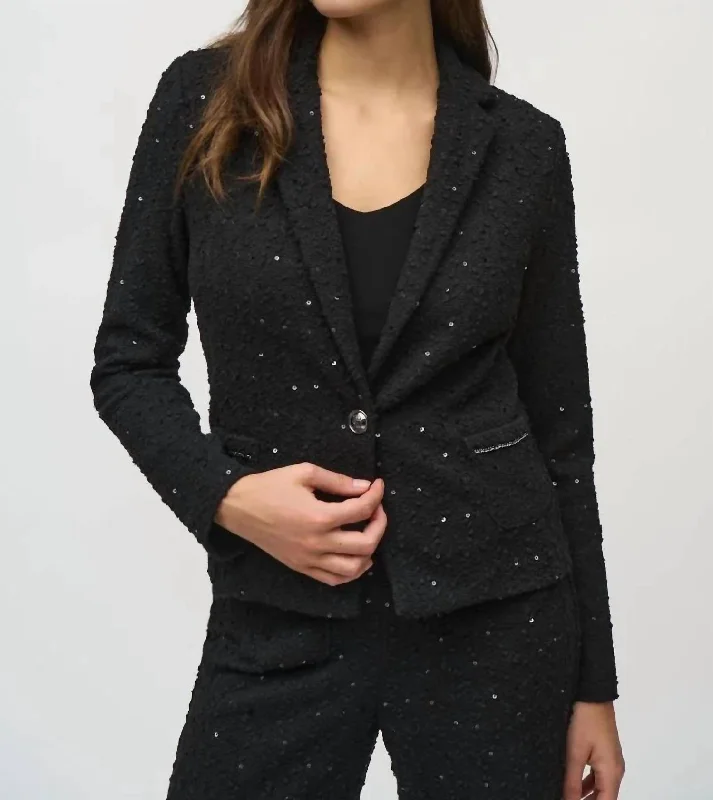 Affordable Fashion Clothing For Women Absurdly Cheap Sale Sequin Boulce Blazer In Black