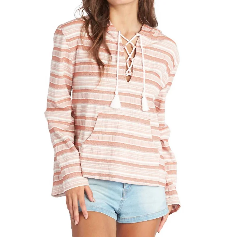 Stylish And Comfortable Clothing For Women Save On Classic Elegant Styles Paradise Calling Hoodie Top In Baked Clay River Stripe