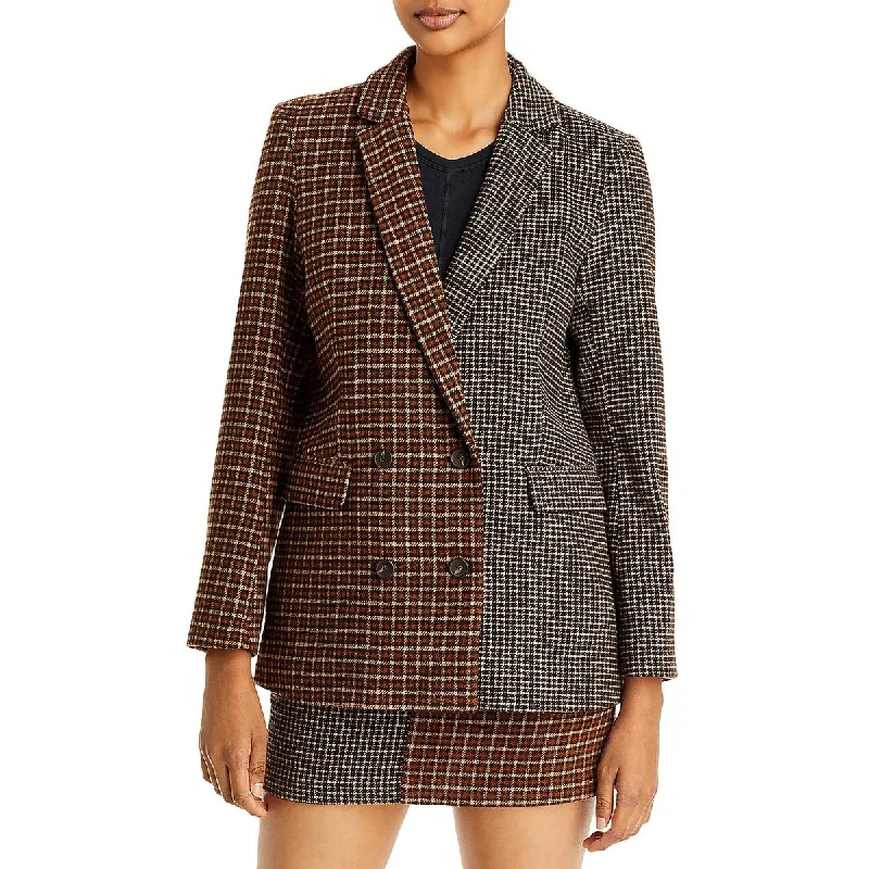 Sustainable Women's Apparel Budget Saver Cody Womens Checkered Polyester Two-Button Blazer