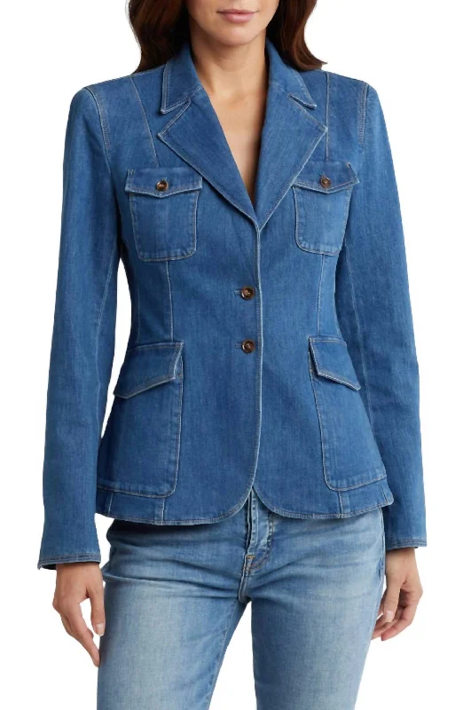 Stylish Women's Clothing New Arrivals Romona Denim Blazer In Castillo