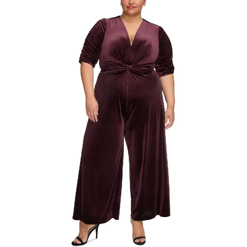 Women's Clothing And Garments Sets Colorful Clothing Plus Womens Velvet Ruched Jumpsuit