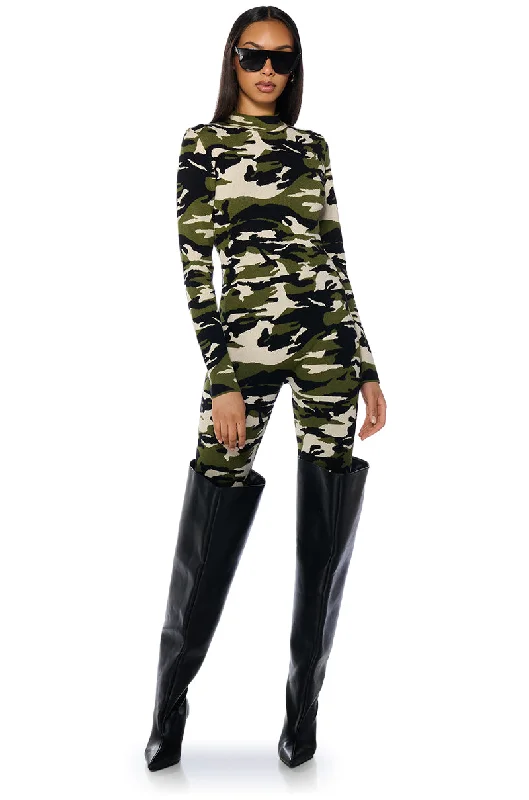 Women's Formal Apparel Effortless Grace REMI CAMO KNIT JUMPSUIT