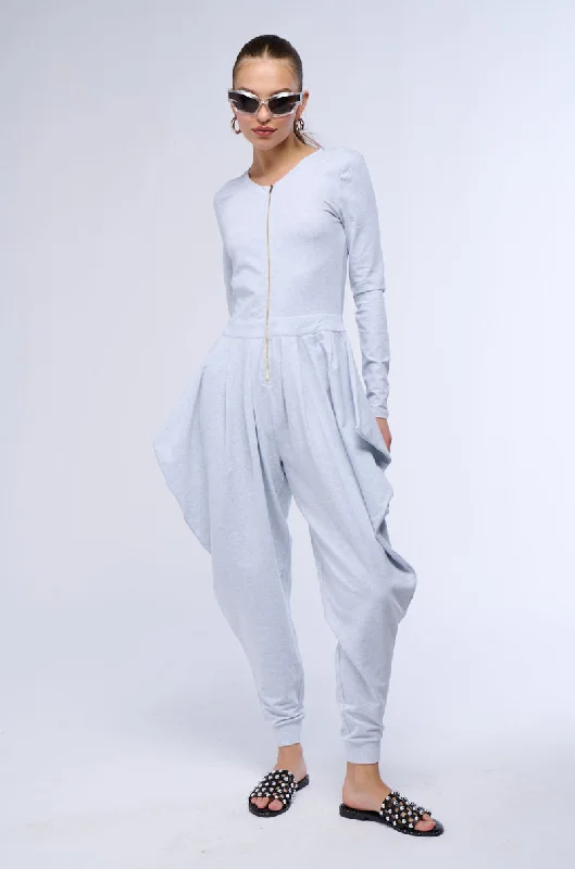 Women's Formal Event Outfit Trendsetting Threads CATCH FLIGHTS NOT FEELINGS FRONT ZIP KNIT JUMPSUIT