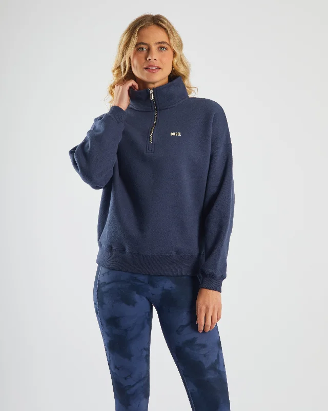 Women's Party Clothes Effortless Comfort Karlene Half Zip Bluestone