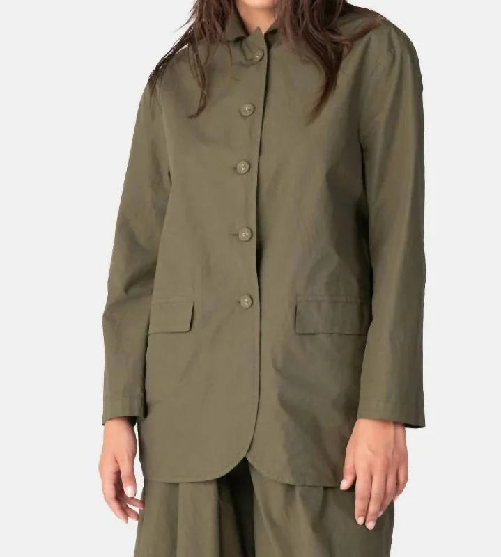 Women's Outerwear Clothing Flash Sale Starts Cotton Blazer In Olive