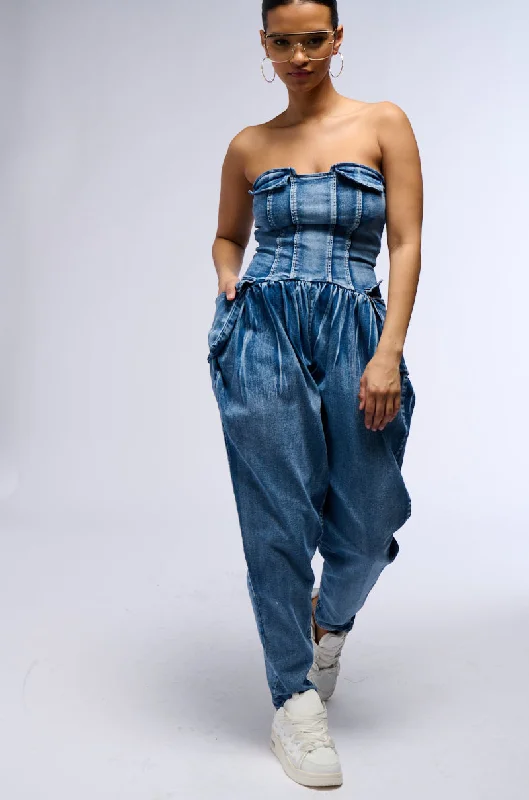 Trendy Athleisure Clothing For Women Redefining Women's Style TILL WE MEET AGAIN DENIM JUMPSUIT