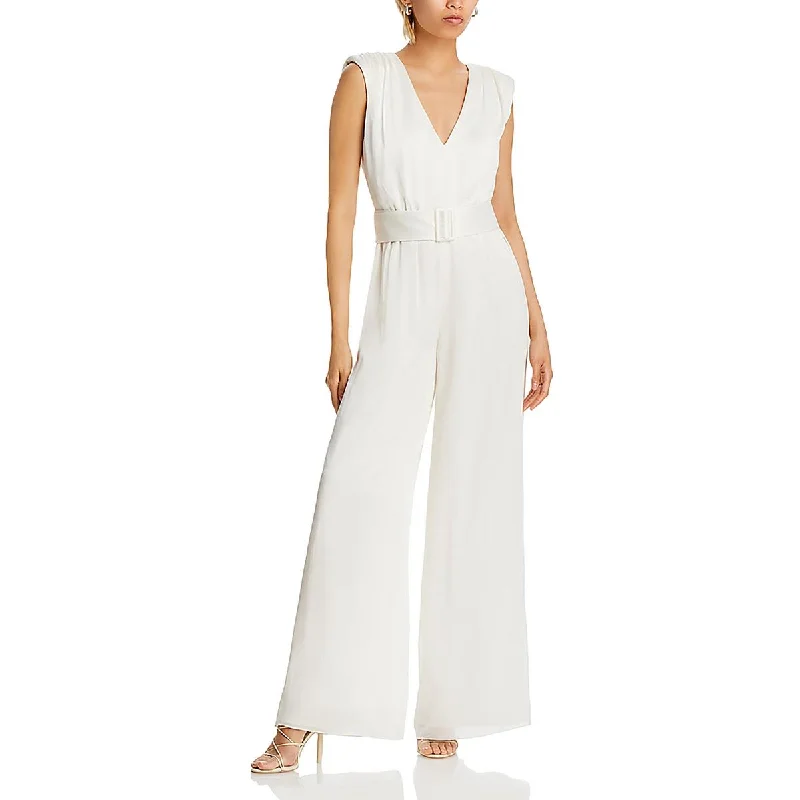 Women's Elegant Garments Relaxed Style Womens Chiffon Plunge Jumpsuit