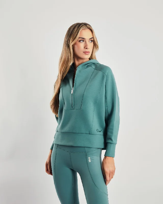 Women's Vintage Garments Clearance Event Mya Half Zip Hood Green Trail