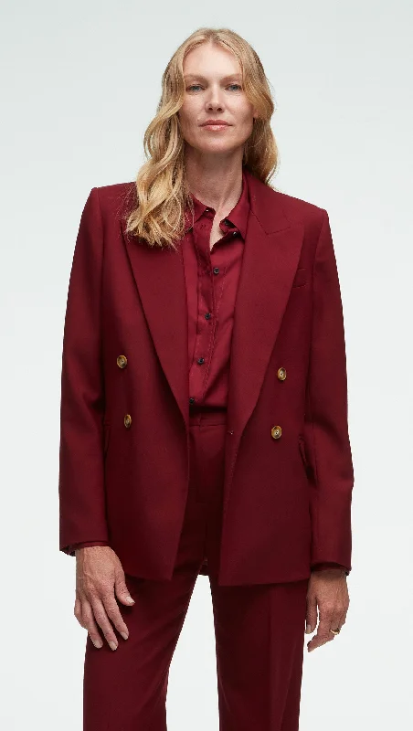 Timeless Women's Clothes Top Deals Peak Lapel Blazer in Seasonless Wool | Merlot