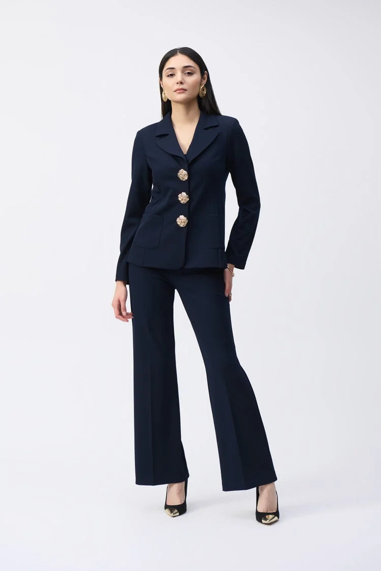 Women's Casual Garments Effortless Style Joseph Ribkoff Midnight Blue Scuba Crepe Fitted Blazer