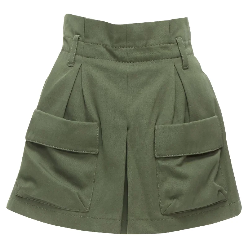 Women's Vacation Attire Massive Savings Valentino Garavani khaki cotton virgin wool high waisted cargp shorts