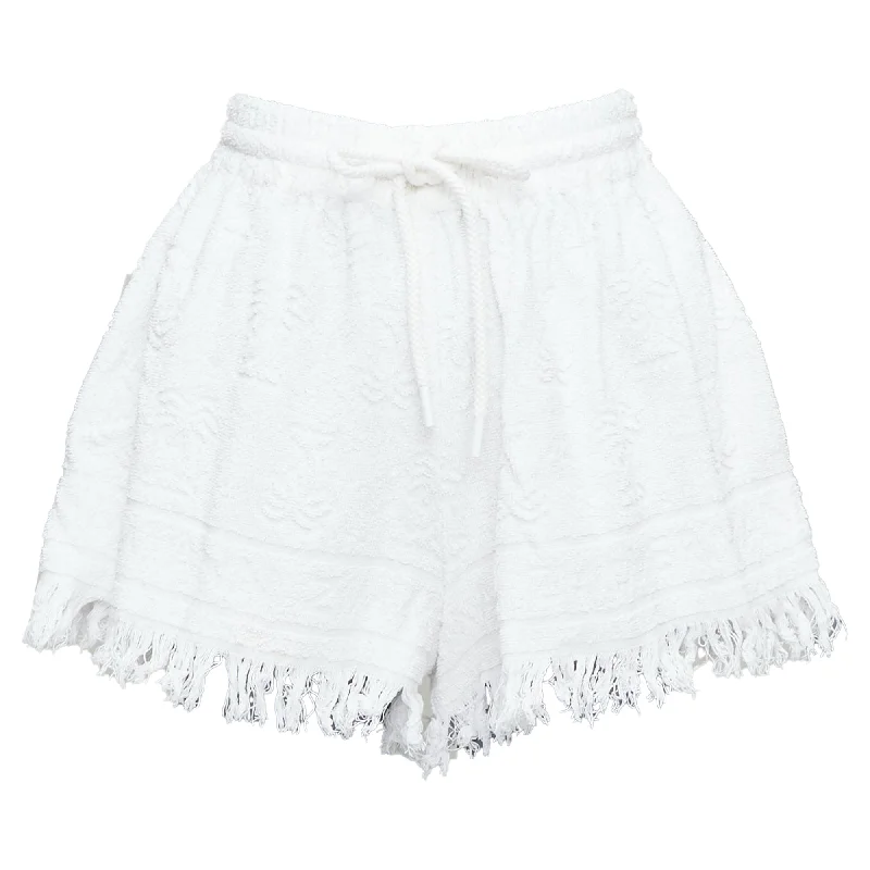 Women's Clothing For Outdoor Activities Flash Deals Zimmermann Alight Cotton Logo Towel Fringed Shorts