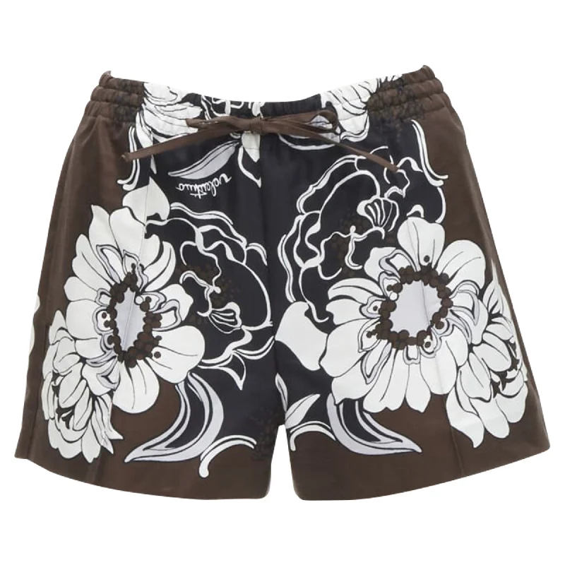 Women's Outfit For The Office Designer Wear On Sale Valentino Garavani cotton silk floral pleated drawstring shorts