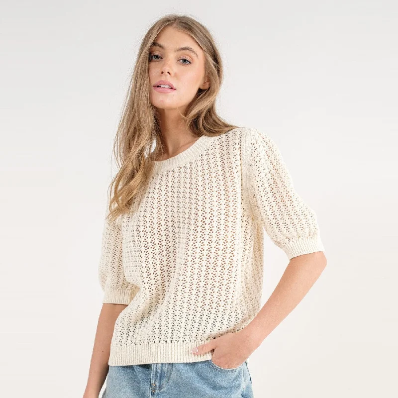 Women's Trendy Apparel Beat The Heat In Tropical Styles Melissa Sweater (Natural)