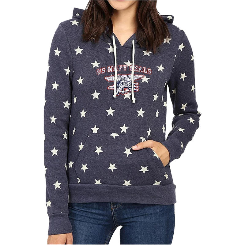 Vintage-Inspired Women's Clothes Minimalist Chic Ladies US NAVY SEALS with Trident Hoodie Star Pullover