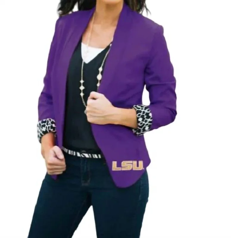 Women's Seasonal Clothing Hot Brand Discounts Lsu Ikat Logo Lined Blazer In Purple