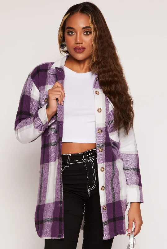 Sustainable Women's Apparel Early Access To Art Deco Styles Sale Plaid Long Shacket