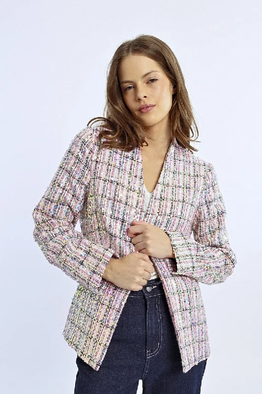 Women's Elegant Outfit End Of Season Sale Lili Sidonio Pink And Sequin Tweed Jackets