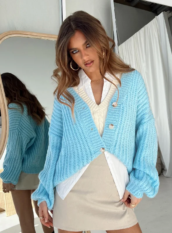 Women's Chic Outfit Relaxed Style Odie Cardigan Blue