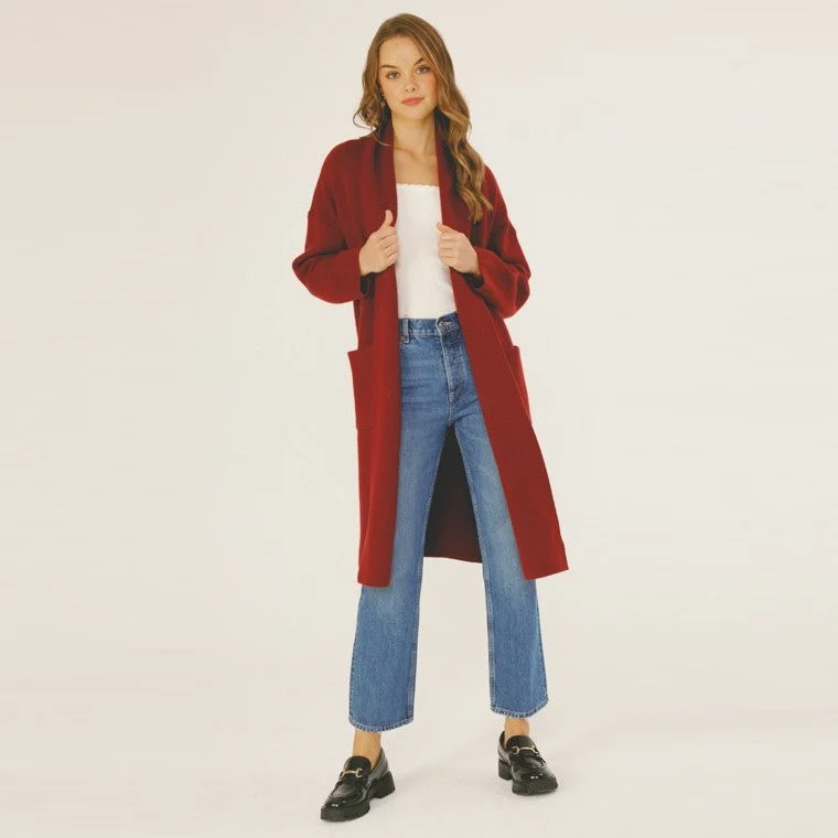 Affordable Luxury Women's Apparel Clearance Event Long Sleeve Cardigan (Beetroot)