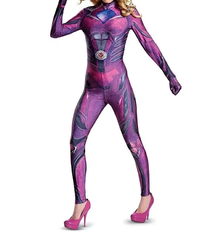 Women's Seasonal Garments Chic & Cozy Apparel Women's Power Ranger Bodysuit Costume In Pink