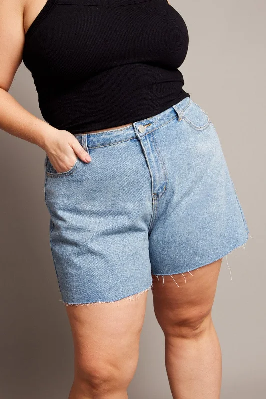 Women's Athletic Apparel Everyday Glamour Denim Relaxed Shorts High Rise