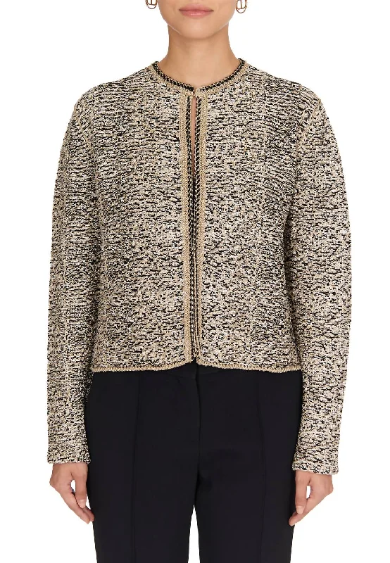 Affordable Women's Clothing Shop Our Looks Metallic Bouclé Jacket In Black White Gold