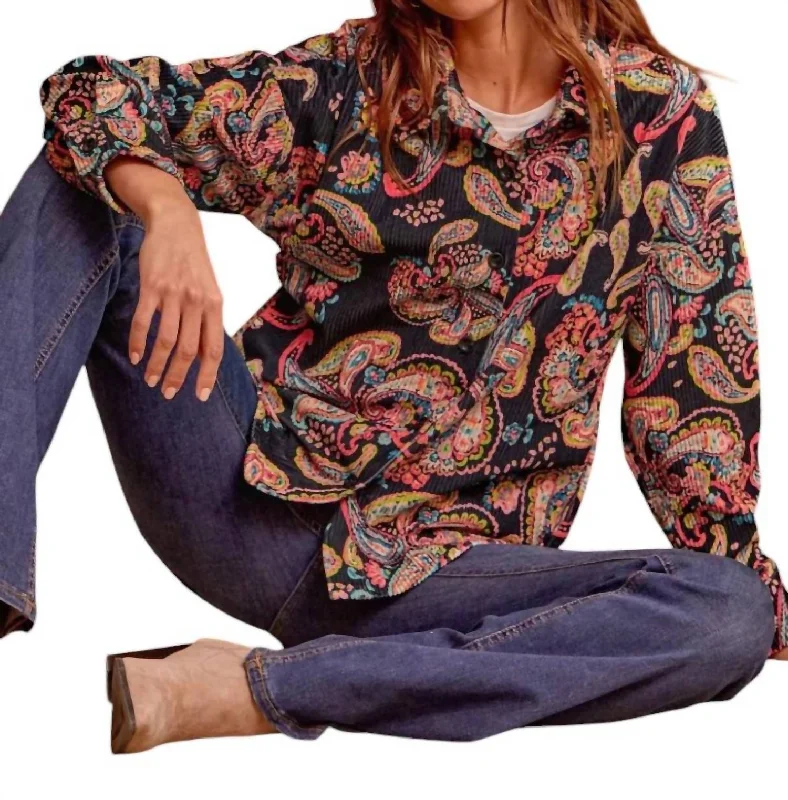 Fashionable Women's Clothes Find Your Unique Flair Beyond Obsessed Paisley Shacket In Black Multi