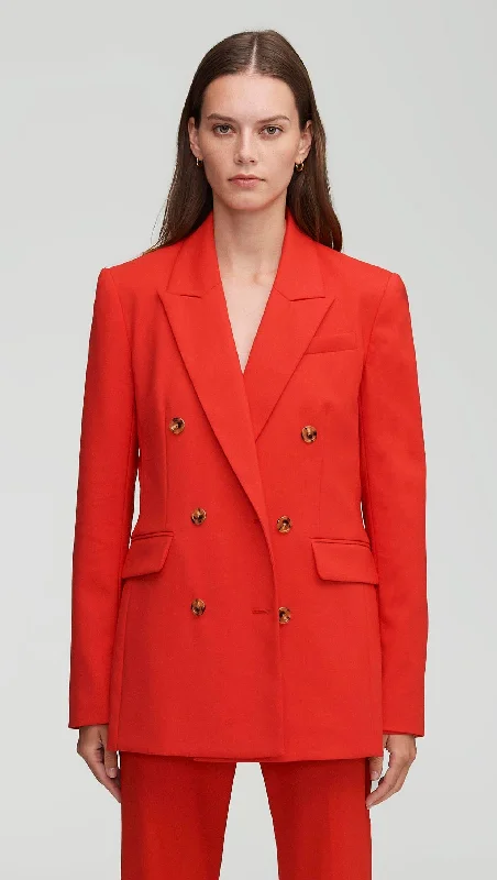 Timeless Women's Garments Clearance Event Double-Breasted Blazer in Seasonless Wool | Scarlet